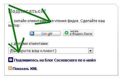 варианты подписки на feedburner