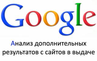 Зависимость дополнительных результатов поиска по сайту в Google и места в ТОП 10