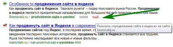 поисковая выдача Яндекса