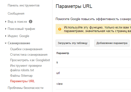 настройка параметров URL в Google Search Console